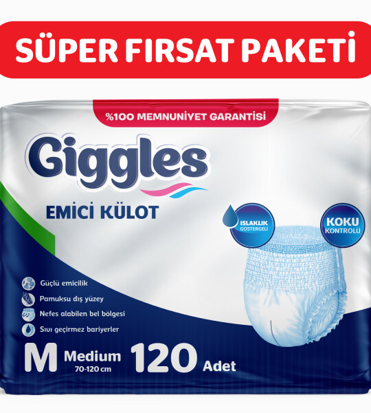 Giggles Yetişkin Emici Külot Medium 30'lu 4 Paket 120 Adet