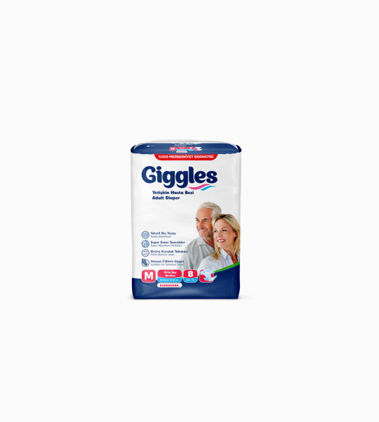 Giggles Yetişkin Bel Bağlamalı Hasta Bezi Medium 8'li 1 Paket 8 Adet