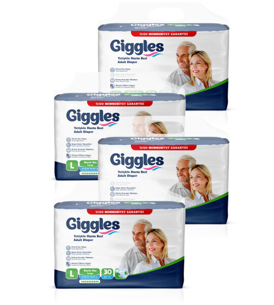 Giggles Yetişkin Bel Bağlamalı Hasta Bezi Large 30'lu 4 Paket 120 Adet