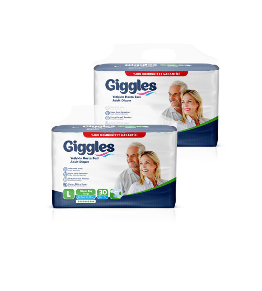 Giggles Yetişkin Bel Bağlamalı Hasta Bezi Large 30'lu 2 Paket 60 Adet