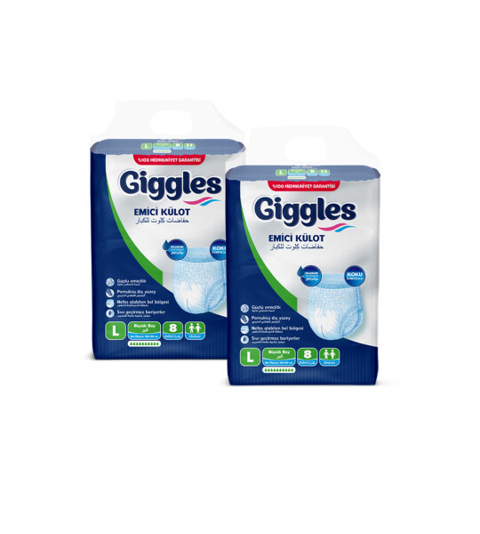 Giggles Yetişkin Emici Külot Large 8'li 2 Paket 16 Adet