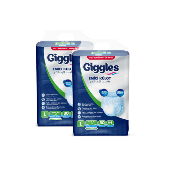 Giggles Yetişkin Emici Külot Large 30'lu 2 Paket 60 Adet