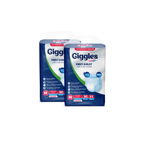 Giggles Yetişkin Emici Külot Medium 30'lu 2 Paket 60 Adet