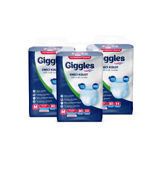 Giggles Yetişkin Emici Külot Medium 30'lu 3 Paket 90 Adet