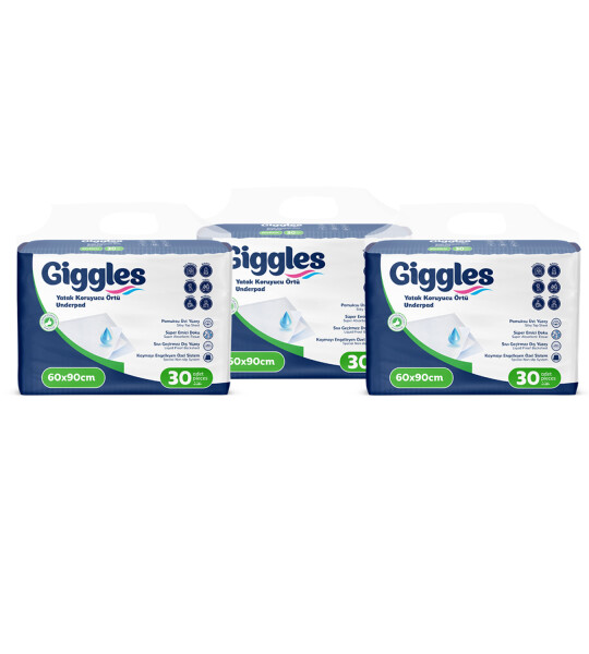 Giggles 60x90 Yatak Koruyucu Örtü 30'lu 3 Paket 90 Adet